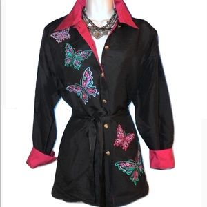 Bob Mackie Oversized Shirt Dress Butterflies